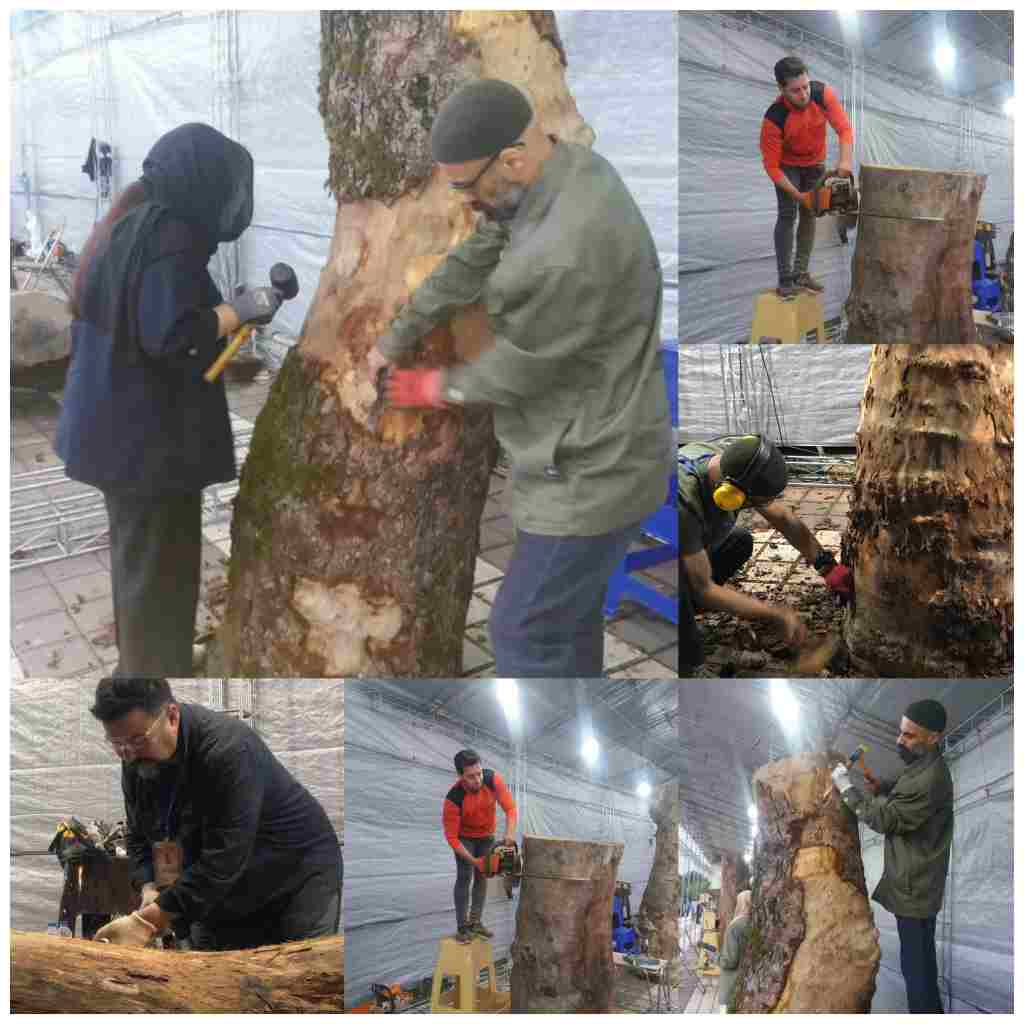 نخستین جشنواره مجسمه های چوبی لاهیجان آغاز بکار کرد